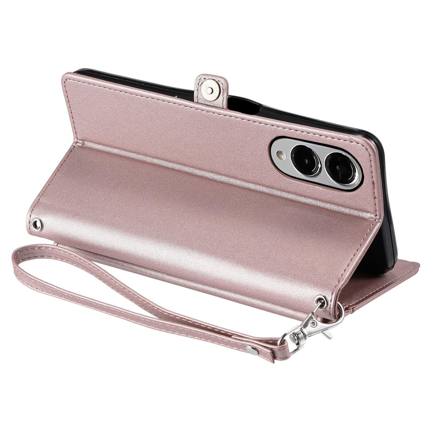 For Samsung Galaxy S25 Edge 5G Wallet Multi-card Slot Leather Phone Case with Lanyard(Rose Gold)