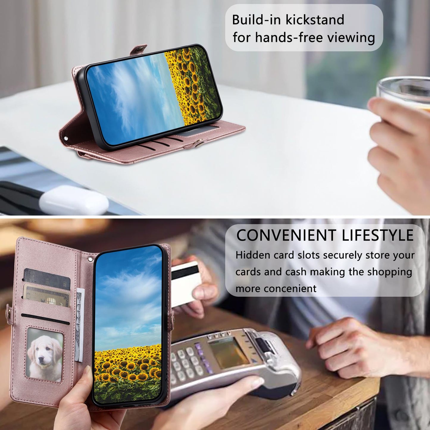 For Samsung Galaxy S25 Edge 5G Wallet Multi-card Slot Leather Phone Case with Lanyard(Rose Gold)