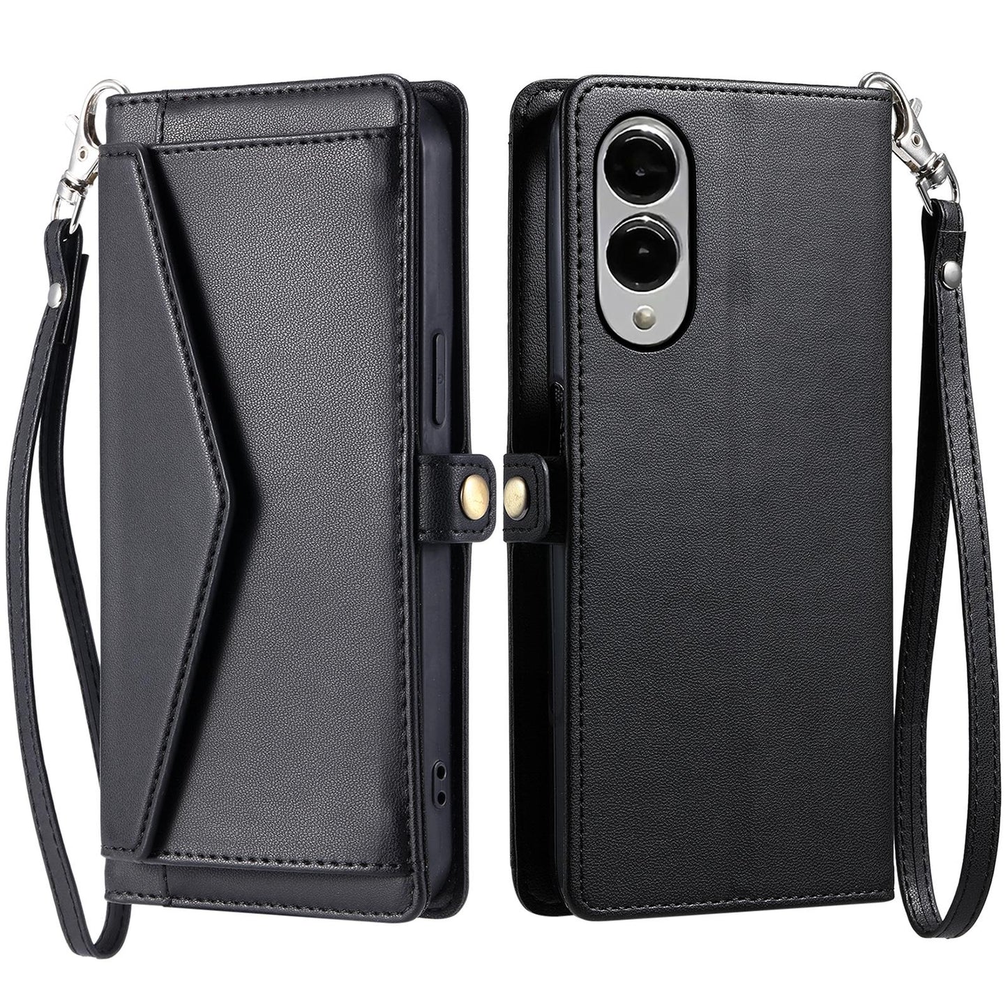 For Samsung Galaxy S25 Edge 5G Wallet Multi-card Slot Leather Phone Case with Lanyard(Black)