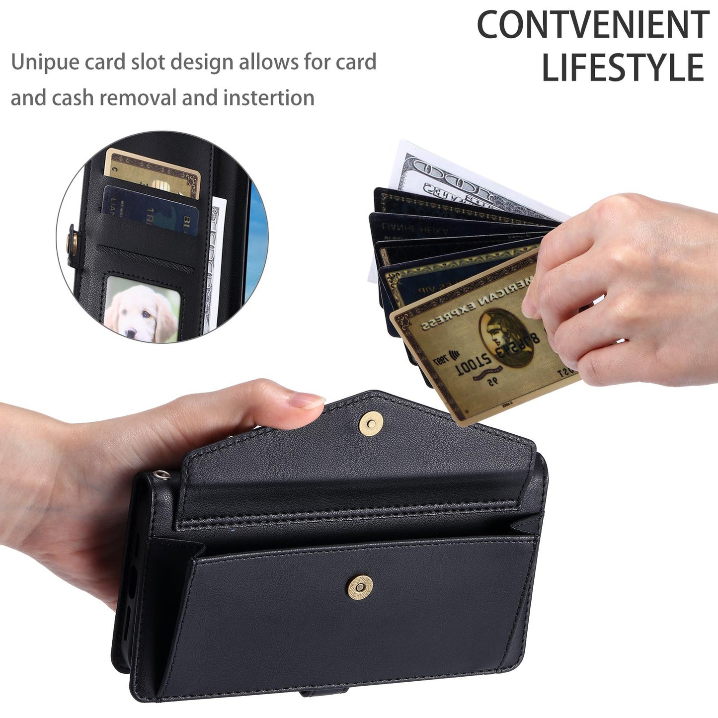 For Samsung Galaxy S25 Edge 5G Wallet Multi-card Slot Leather Phone Case with Lanyard(Black)