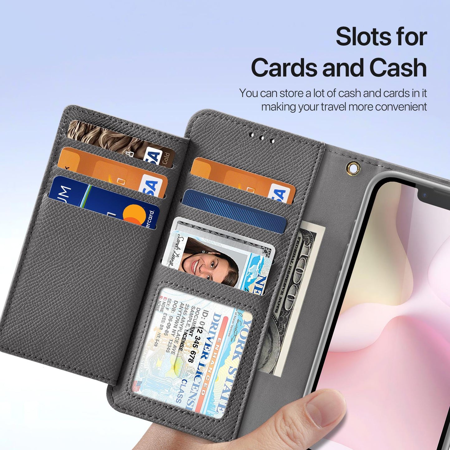 For iPhone 16e DUX DUCIS Lawa Series 2 in 1 Wallet Zipper Detachable MagSafe Phone Case with Lanyard(Grey)