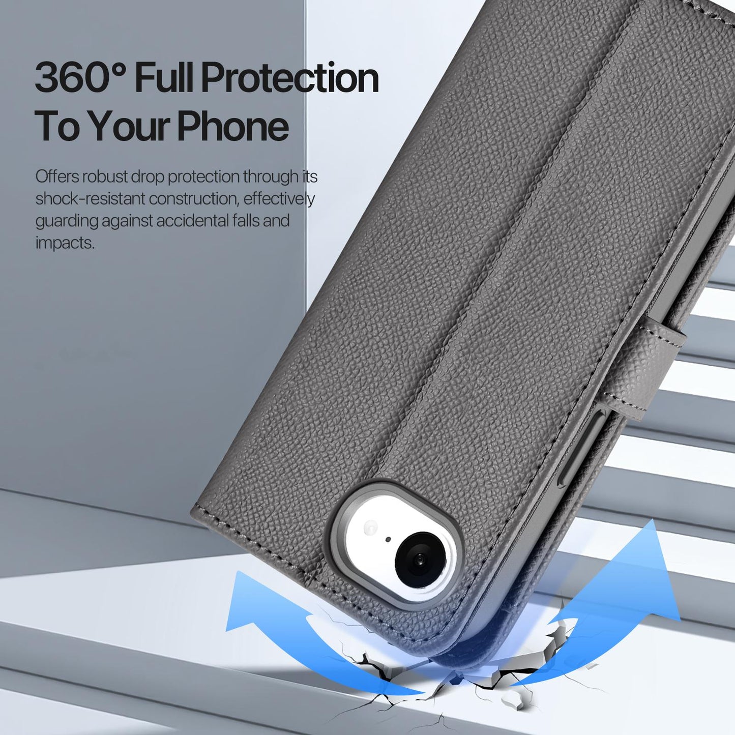 For iPhone 16e DUX DUCIS Lawa Series 2 in 1 Wallet Zipper Detachable MagSafe Phone Case with Lanyard(Grey)