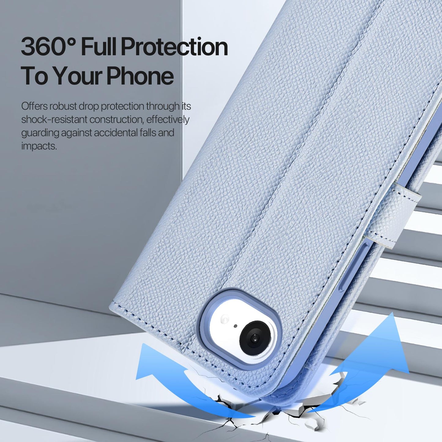 For iPhone 16e DUX DUCIS Lawa Series 2 in 1 Wallet Zipper Detachable MagSafe Phone Case with Lanyard(Light Blue)