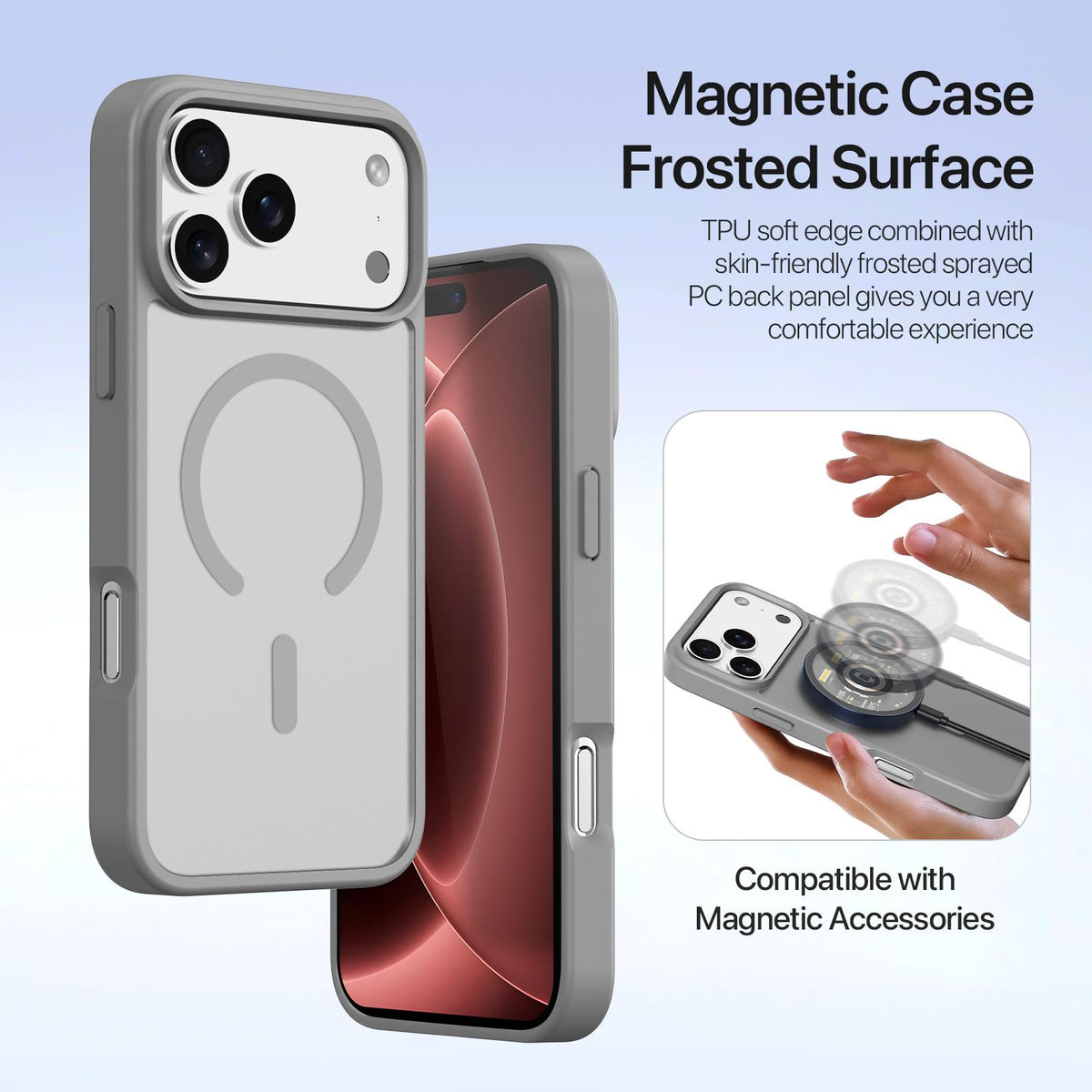 Compatible with iPhone 18 Pro Max DUX DUCIS Lawa Series 2 in 1 Wallet Zipper Detachable MagSafe Phone Case with Lanyard - Grey