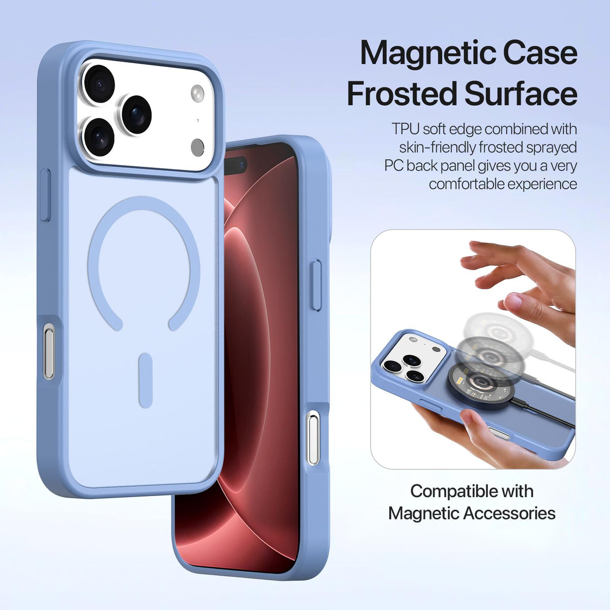 Compatible with iPhone 18 Pro Max DUX DUCIS Lawa Series 2 in 1 Wallet Zipper Detachable MagSafe Phone Case with Lanyard - Light Blue