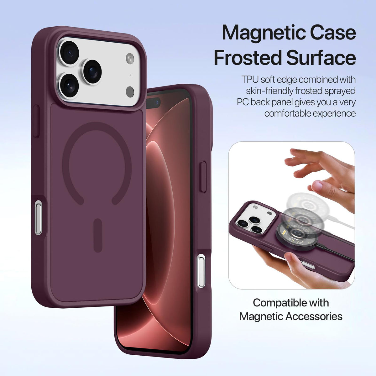 Compatible with iPhone 18 Pro Max DUX DUCIS Lawa Series 2 in 1 Wallet Zipper Detachable MagSafe Phone Case with Lanyard - Cherry Red