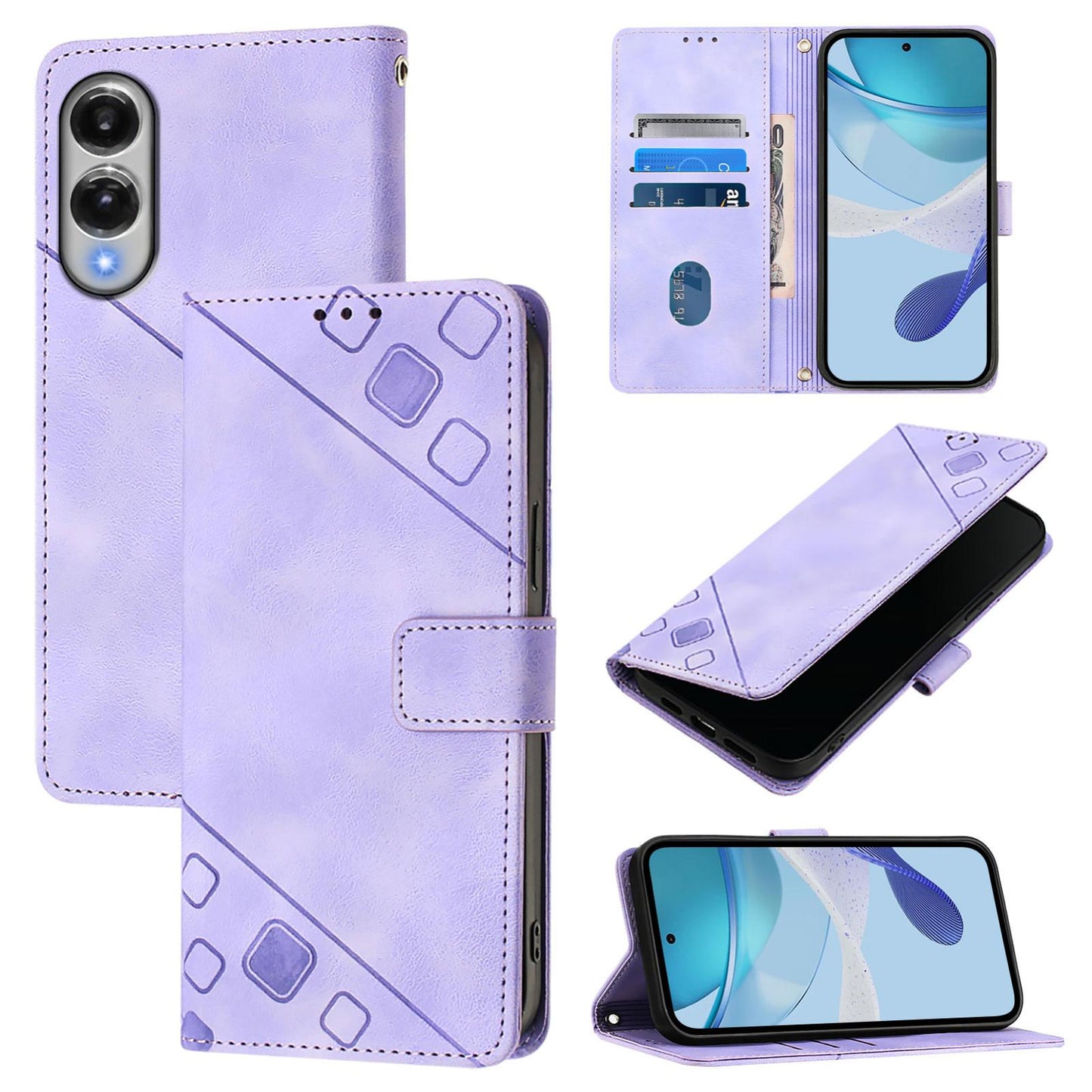 For Samsung Galaxy S25 Edge 5G Skin-feel Embossed Leather Phone Case(Light Purple)