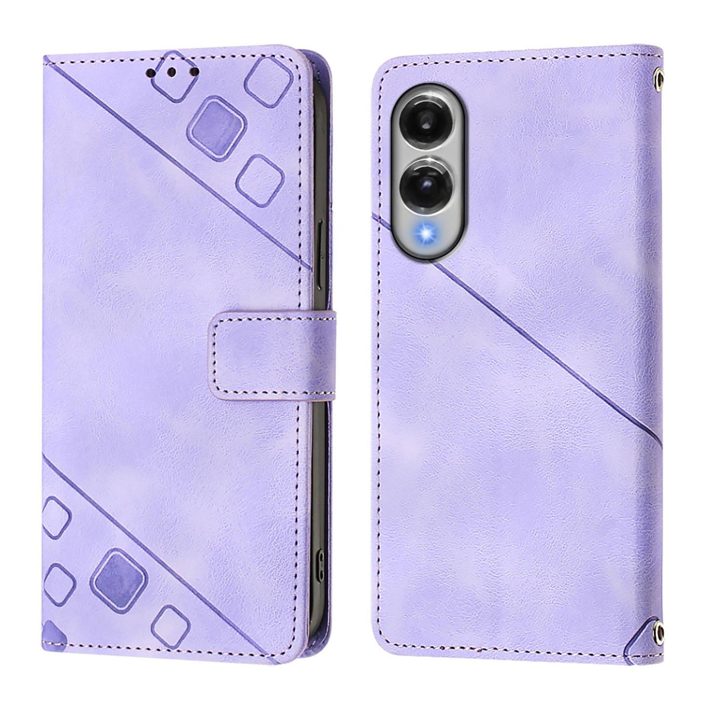 For Samsung Galaxy S25 Edge 5G Skin-feel Embossed Leather Phone Case(Light Purple)