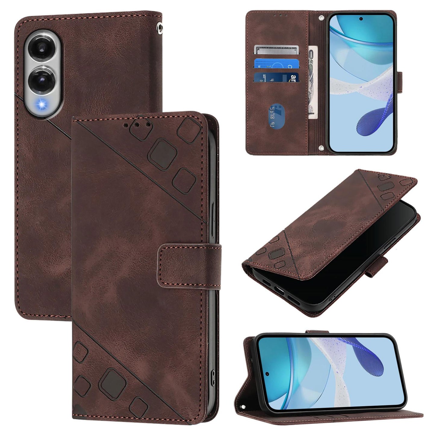 For Samsung Galaxy S25 Edge 5G Skin-feel Embossed Leather Phone Case(Brown)