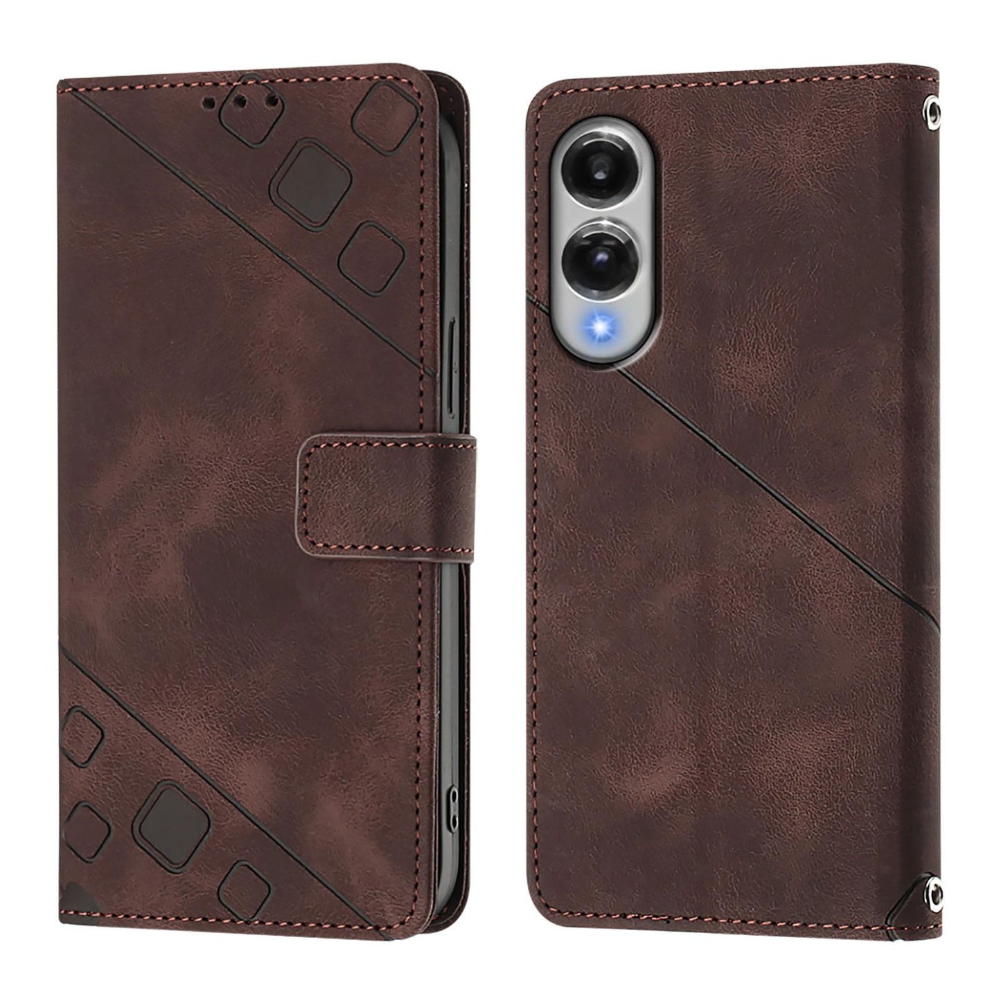 For Samsung Galaxy S25 Edge 5G Skin-feel Embossed Leather Phone Case(Brown)
