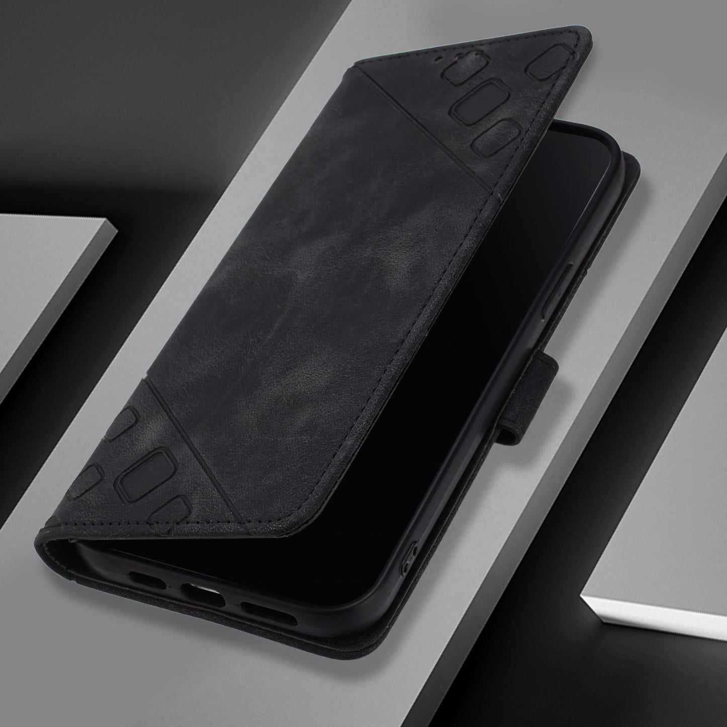 For Samsung Galaxy S25 Edge 5G Skin-feel Embossed Leather Phone Case(Black)