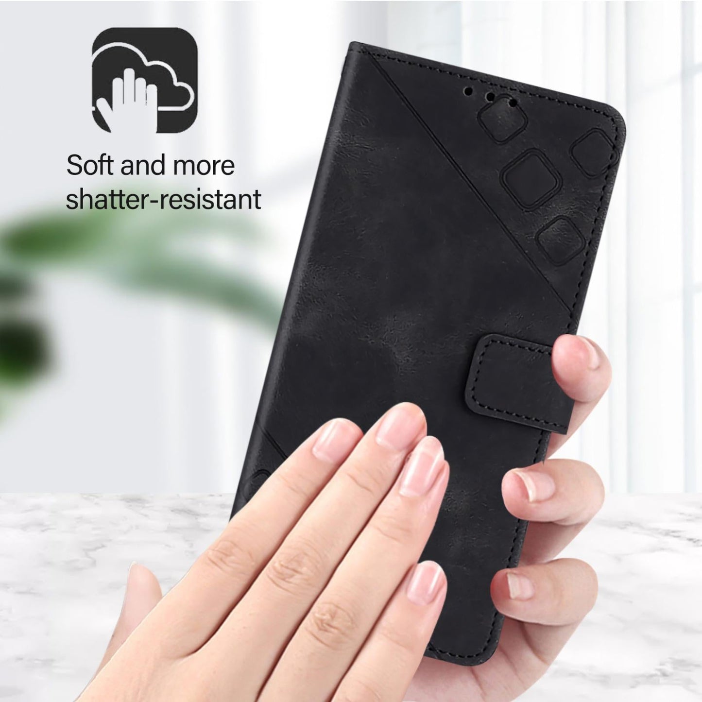 For Samsung Galaxy S25 Edge 5G Skin-feel Embossed Leather Phone Case(Black)