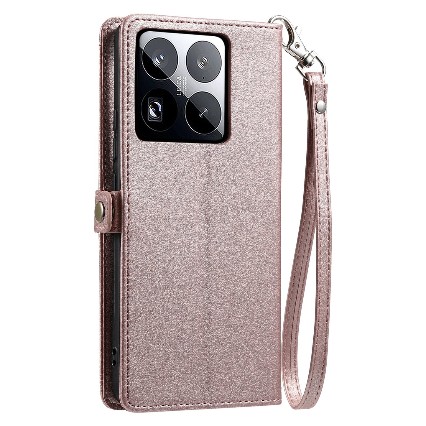 For Xiaomi 15 Pro Wallet Multi-card Slot Leather Phone Case with Lanyard(Rose Gold)