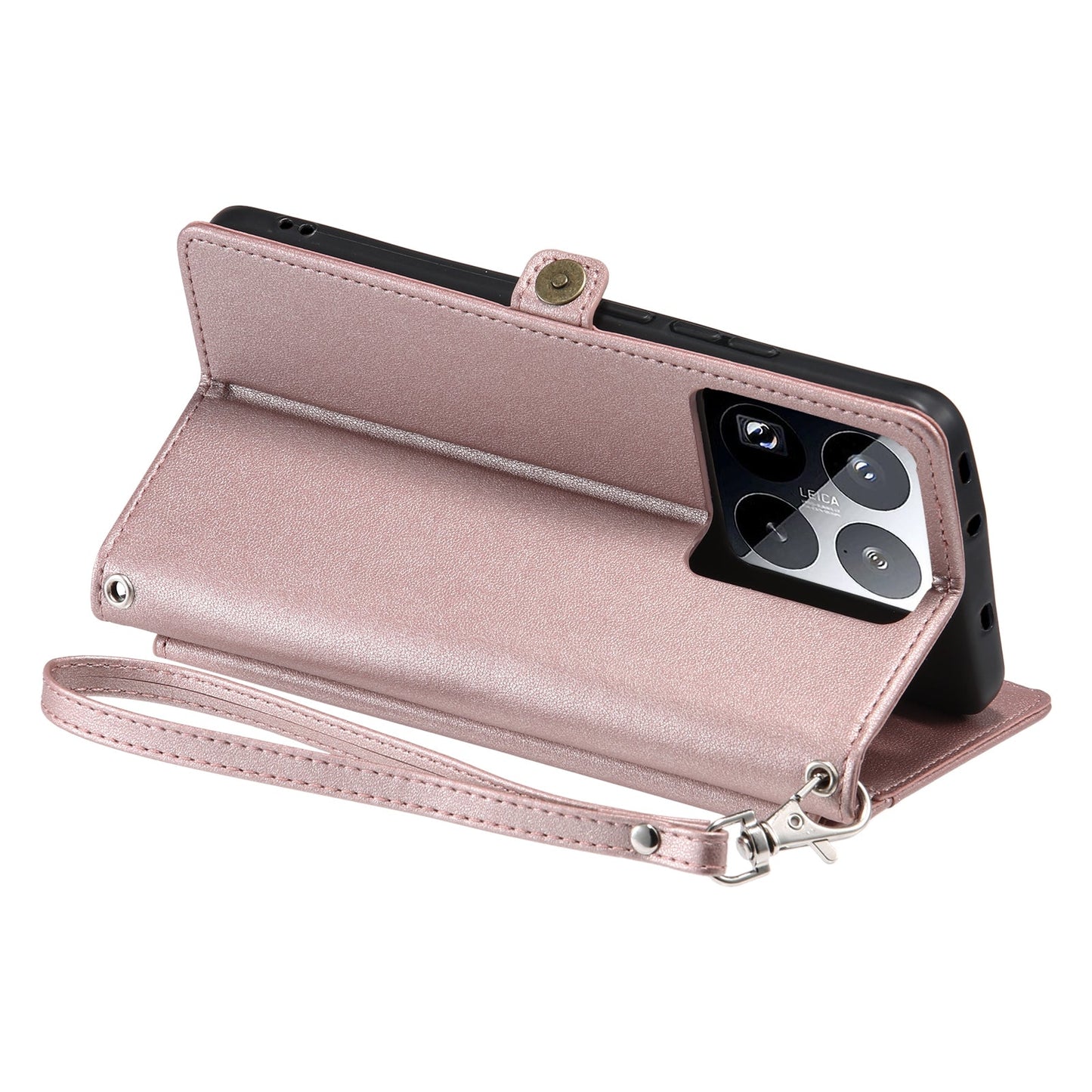 For Xiaomi 15 Pro Wallet Multi-card Slot Leather Phone Case with Lanyard(Rose Gold)