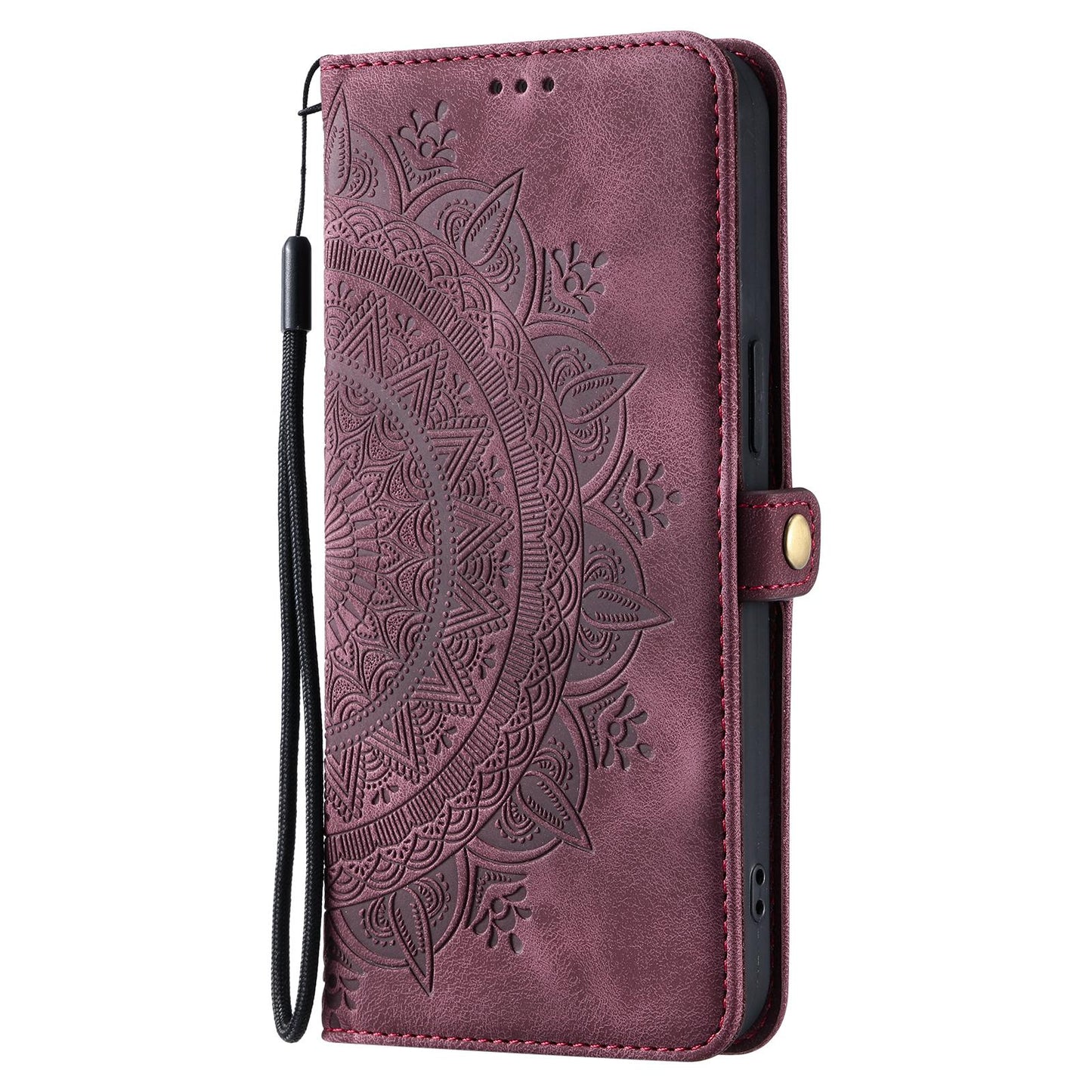 For Samsung Galaxy S25 Edge 5G Skin Feel Totem Embossed Leather Phone Case(Wine Red)