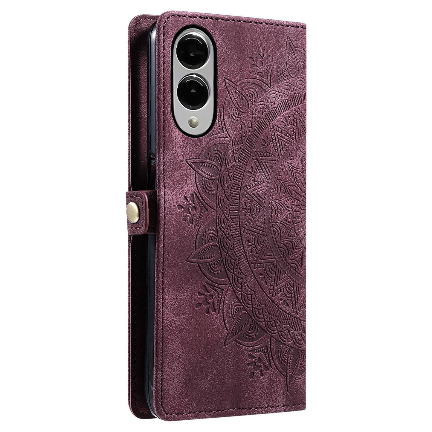 For Samsung Galaxy S25 Edge 5G Skin Feel Totem Embossed Leather Phone Case(Wine Red)