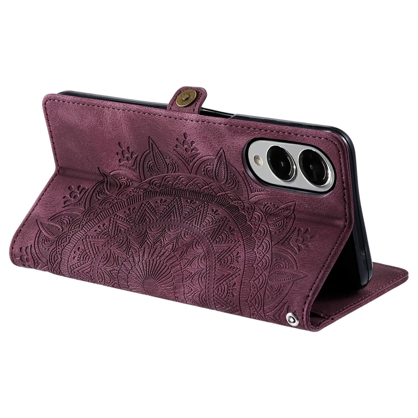 For Samsung Galaxy S25 Edge 5G Skin Feel Totem Embossed Leather Phone Case(Wine Red)