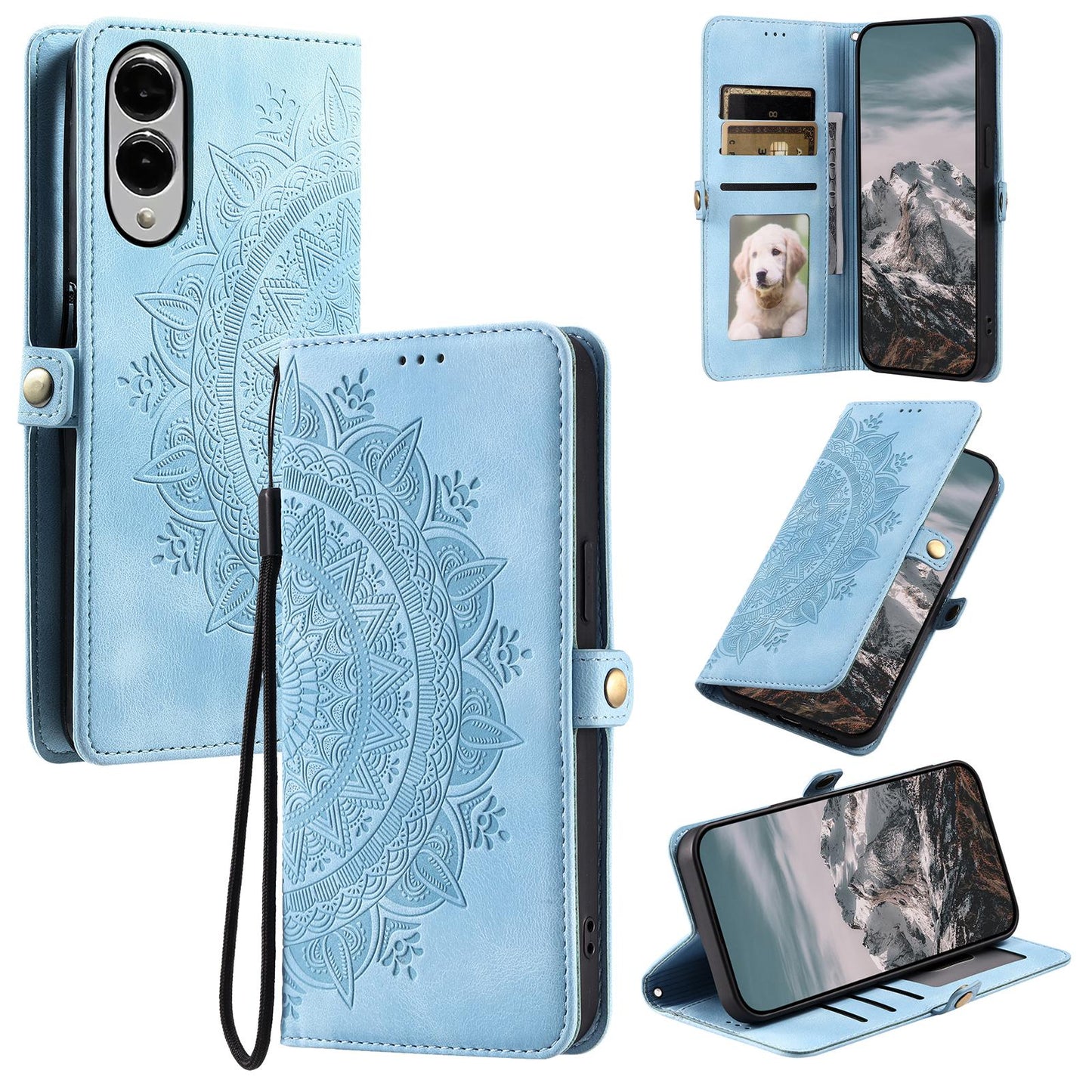 For Samsung Galaxy S25 Edge 5G Skin Feel Totem Embossed Leather Phone Case(Blue)