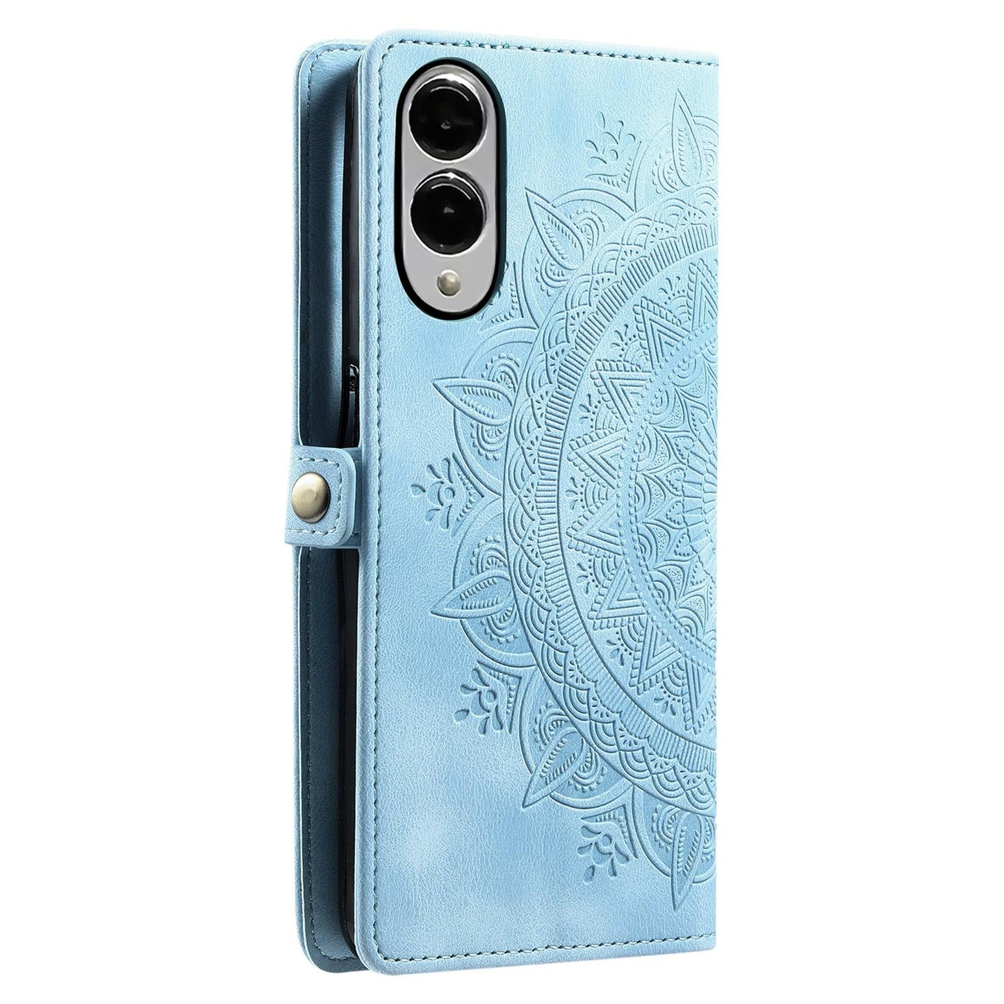 For Samsung Galaxy S25 Edge 5G Skin Feel Totem Embossed Leather Phone Case(Blue)