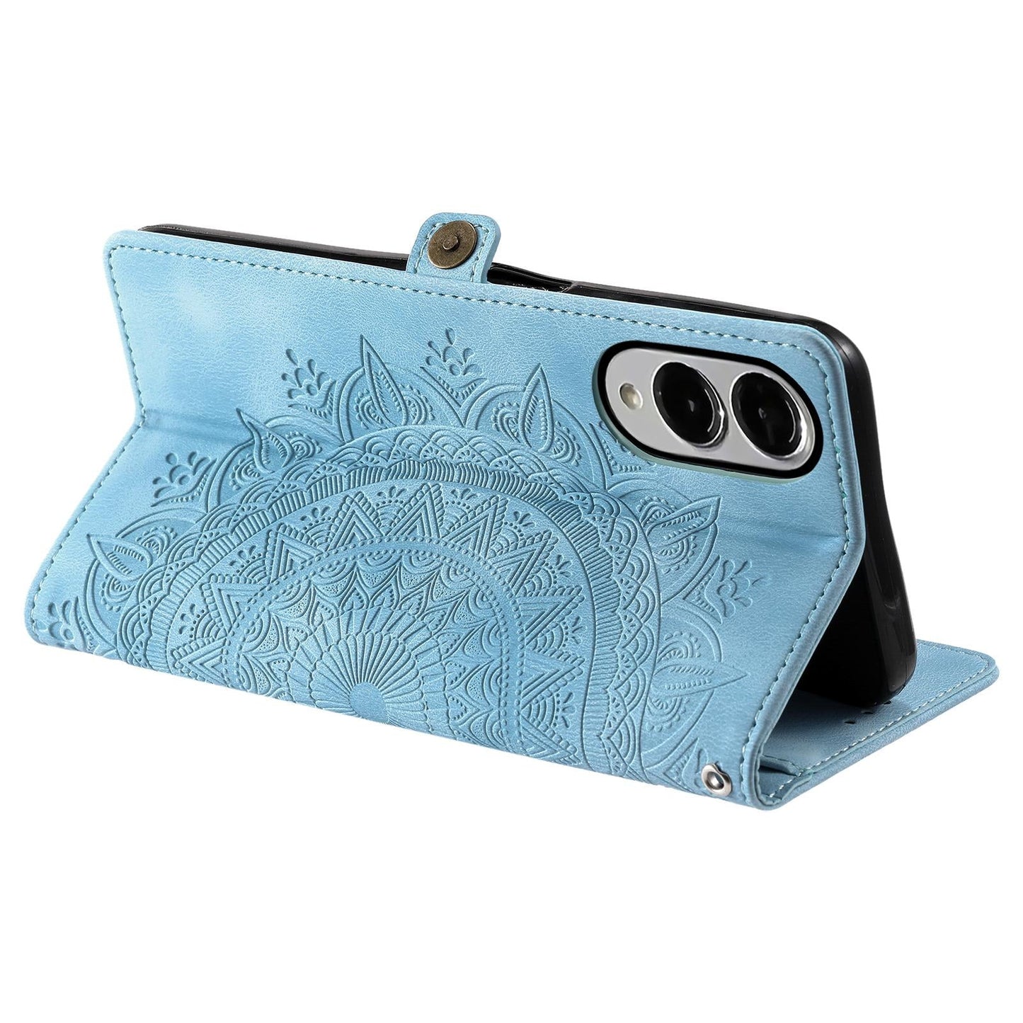 For Samsung Galaxy S25 Edge 5G Skin Feel Totem Embossed Leather Phone Case(Blue)