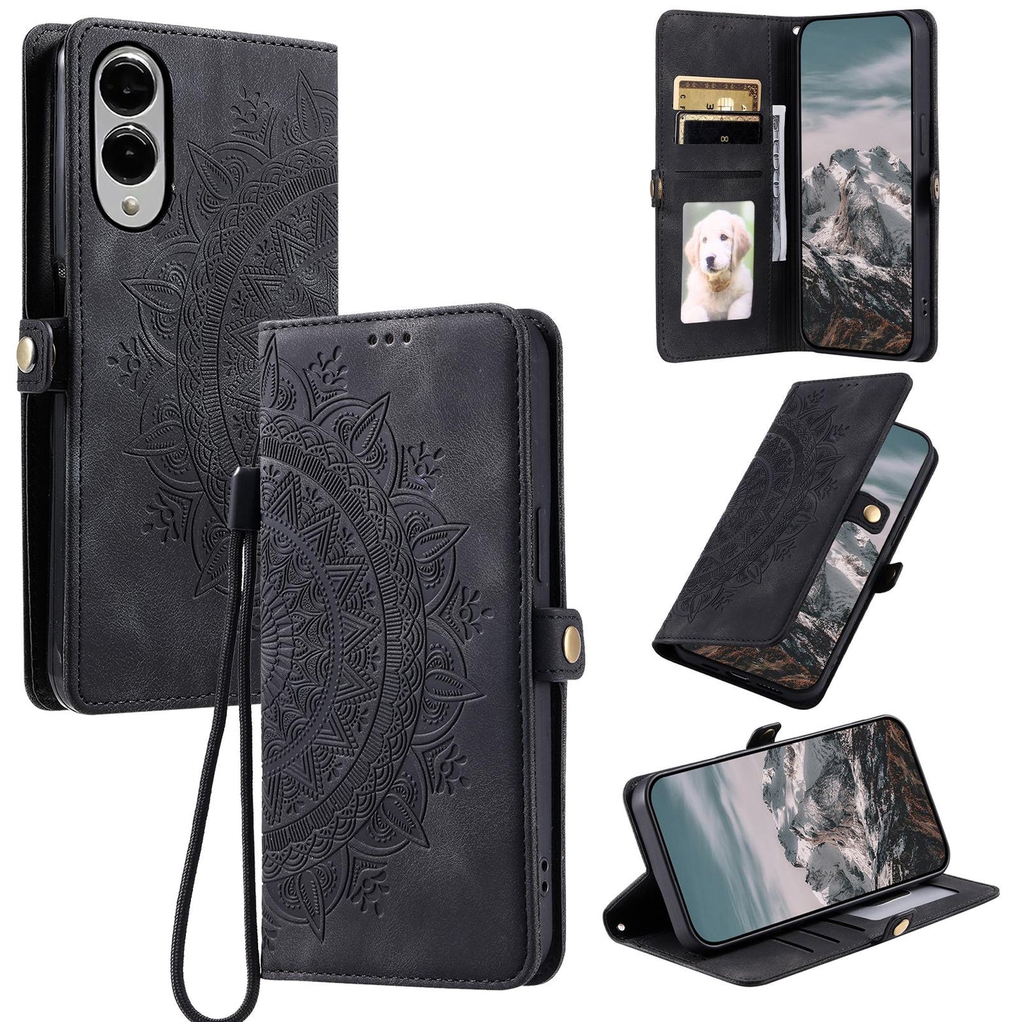 For Samsung Galaxy S25 Edge 5G Skin Feel Totem Embossed Leather Phone Case(Black)