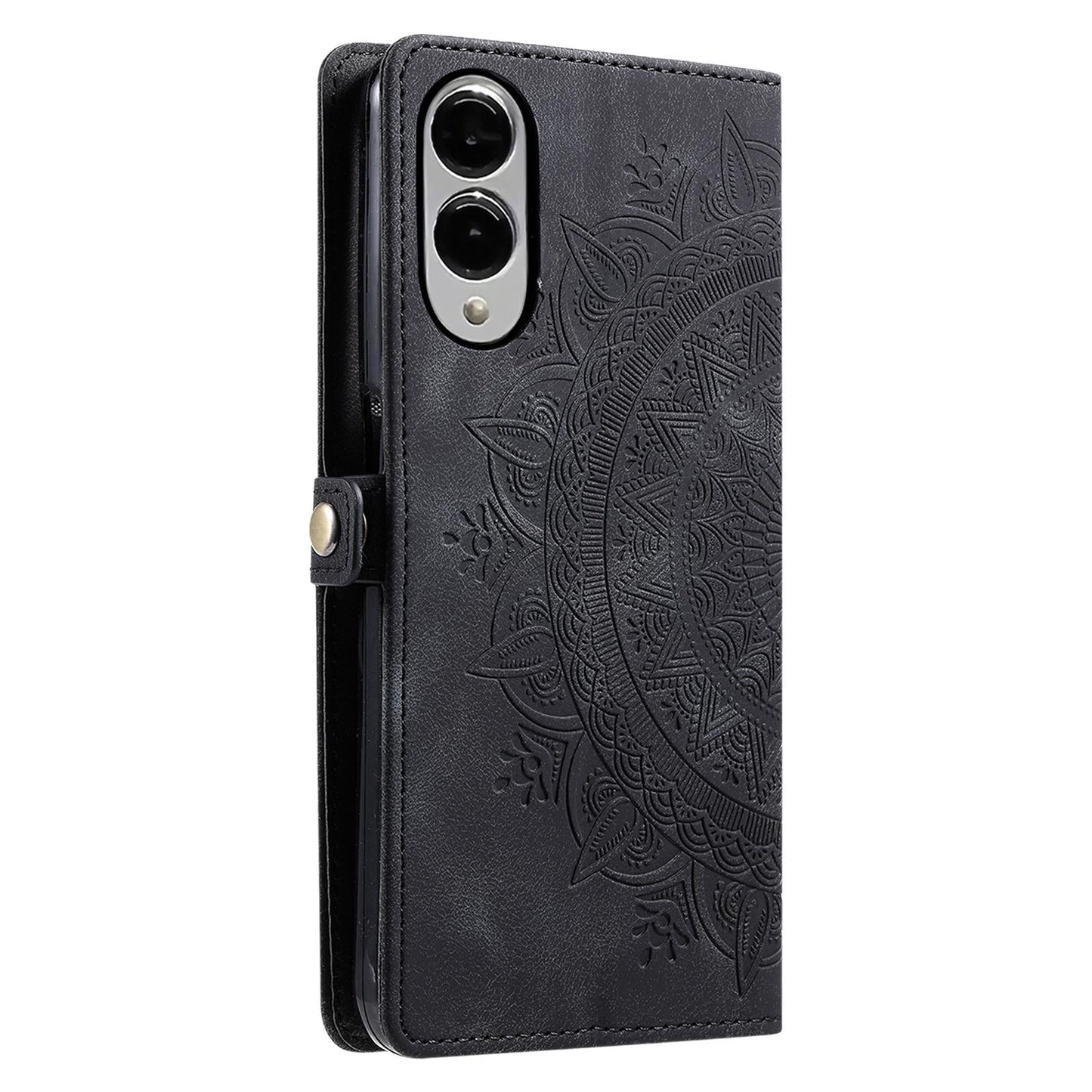 For Samsung Galaxy S25 Edge 5G Skin Feel Totem Embossed Leather Phone Case(Black)