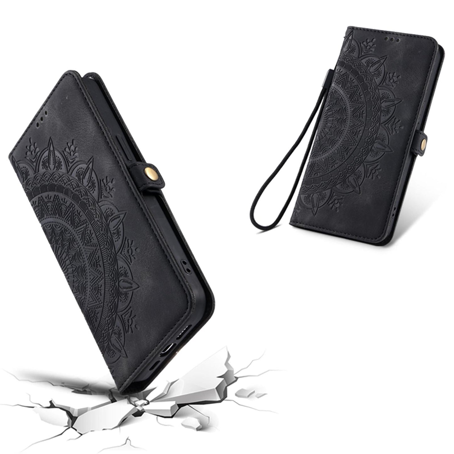For Samsung Galaxy S25 Edge 5G Skin Feel Totem Embossed Leather Phone Case(Black)