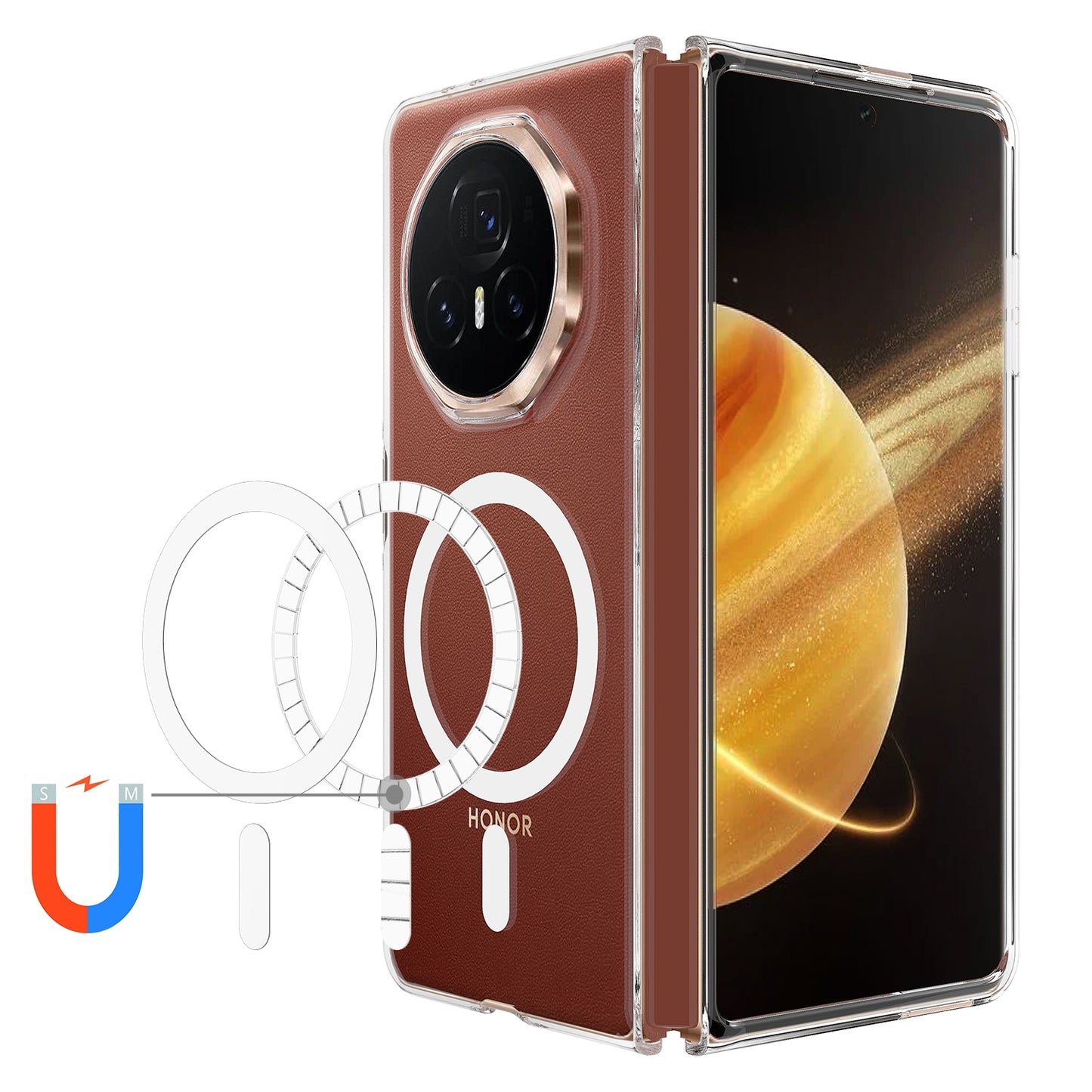 For Honor Magic V3 Clear Acrylic PC MagSafe Phone Case(Transparent)