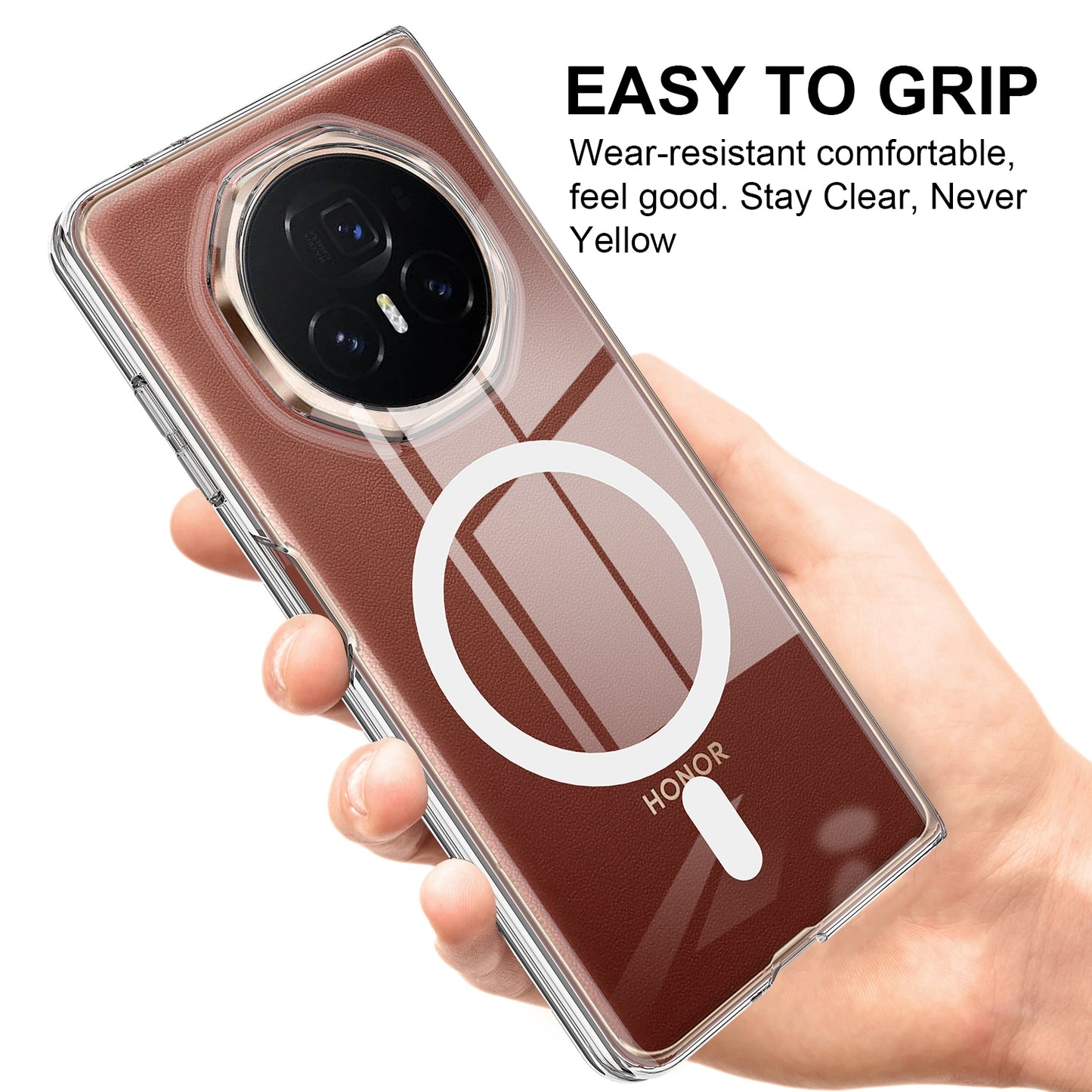 For Honor Magic V3 Clear Acrylic PC MagSafe Phone Case(Transparent)