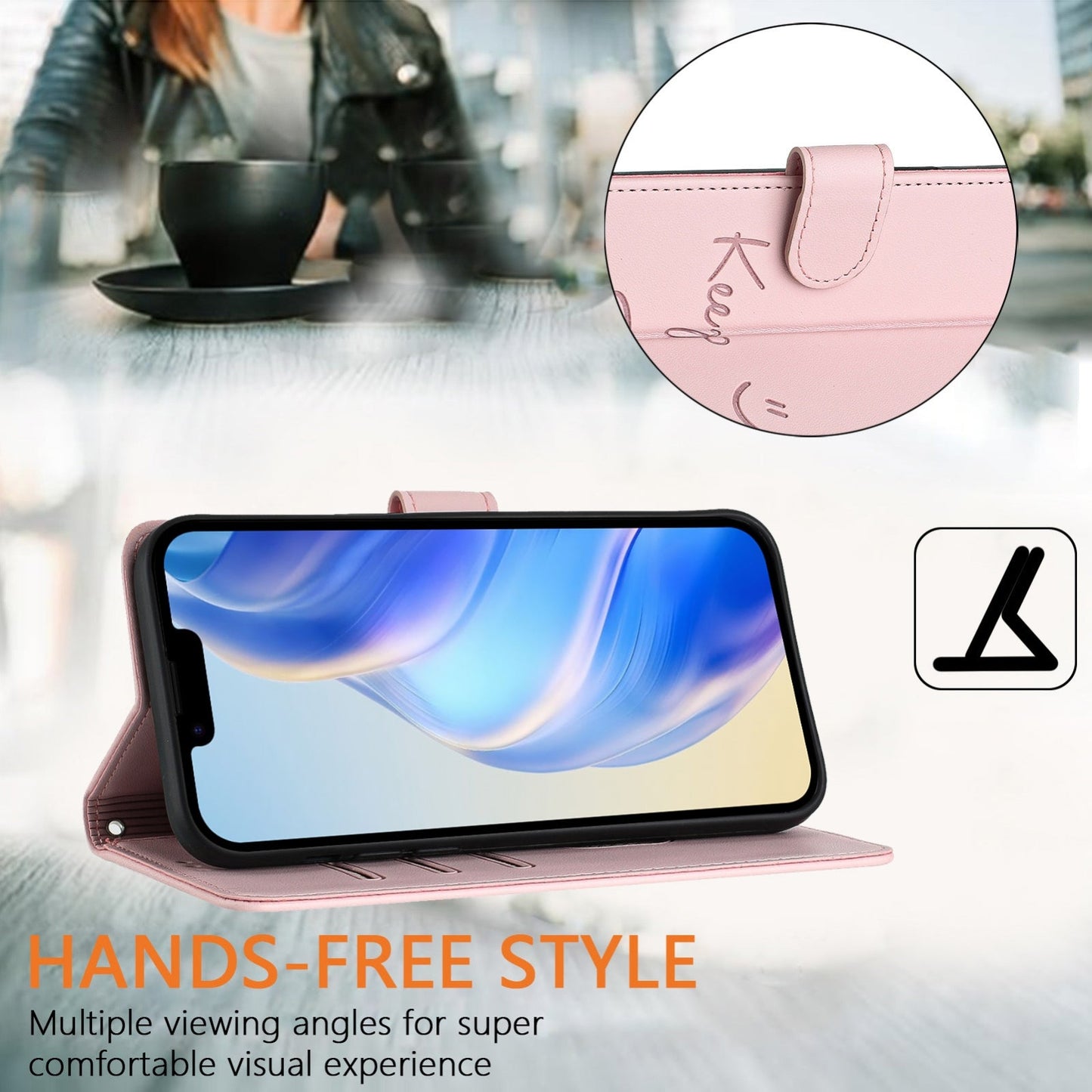 For iPhone 16e Smile Embossing RFID Leather Phone Case(Pink)