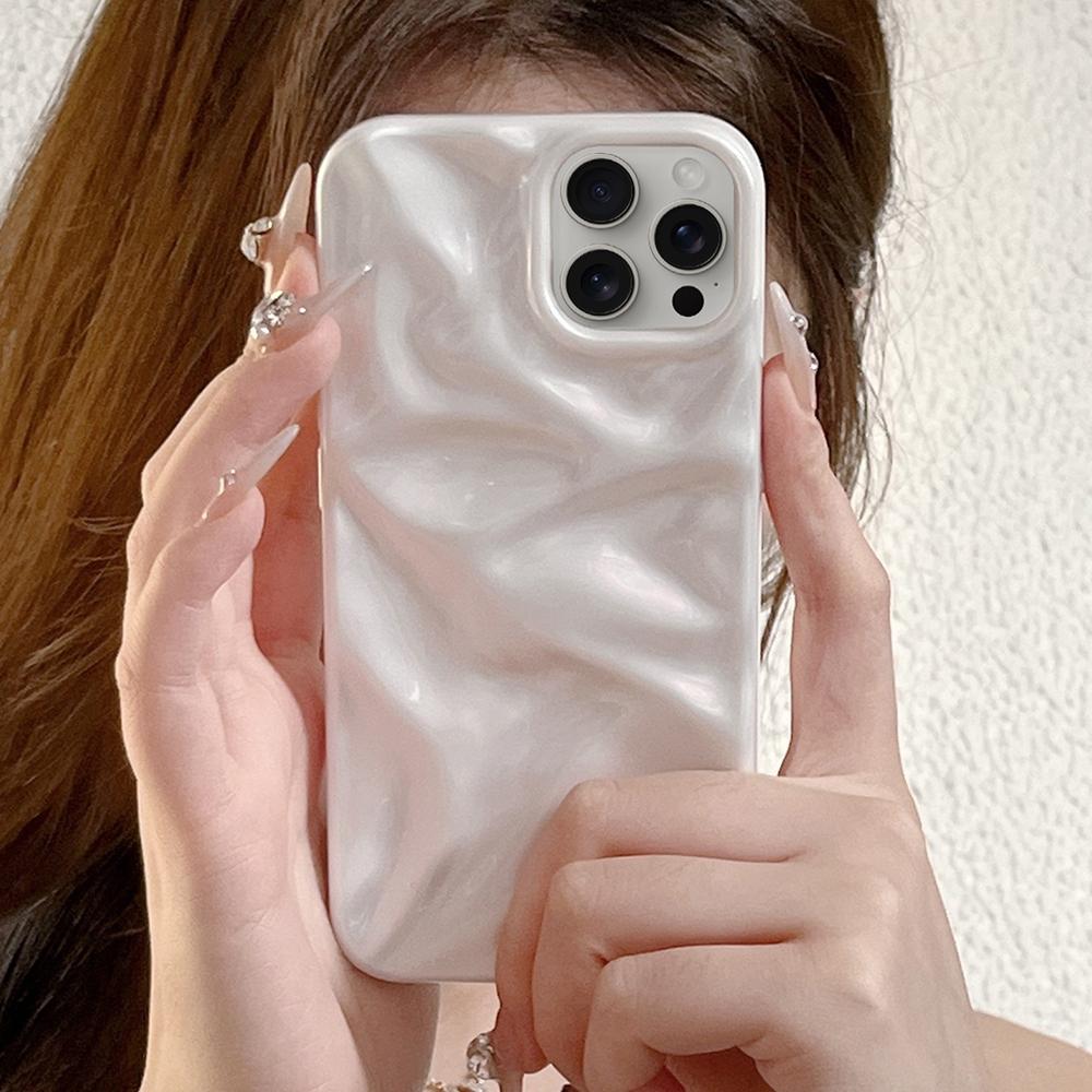 Compatible with iPhone 18 Pro Max Water Ripple Electroplating Paint TPU Phone Case - White