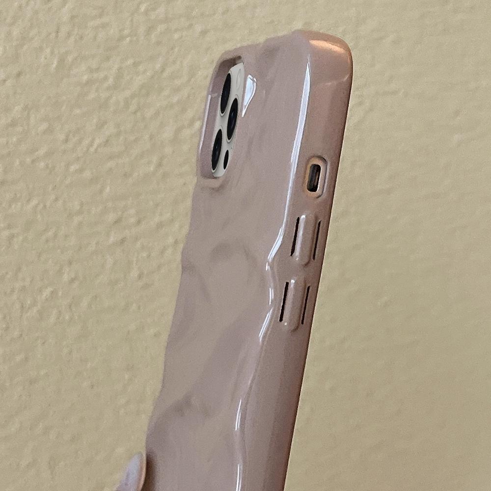Compatible with iPhone 18 Pro Max Water Ripple Electroplating Paint TPU Phone Case - Pink Brown