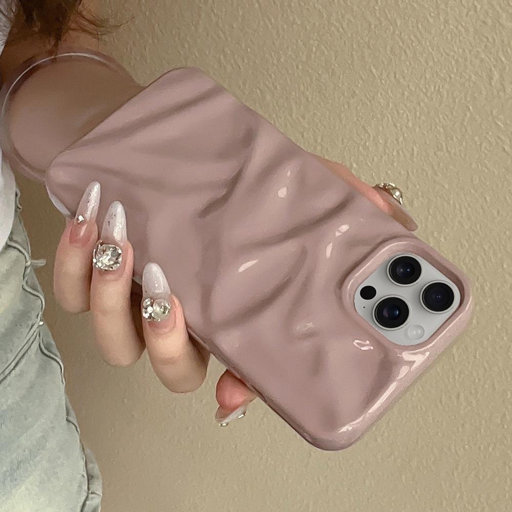 Compatible with iPhone 18 Pro Max Water Ripple Electroplating Paint TPU Phone Case - Pink Brown