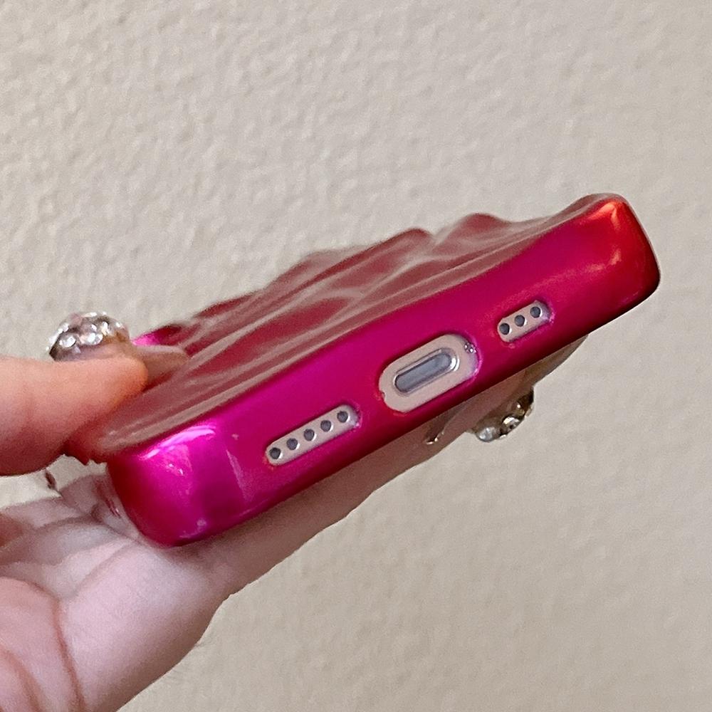 Compatible with iPhone 18 Pro Max Water Ripple Electroplating Paint TPU Phone Case - Rose Red