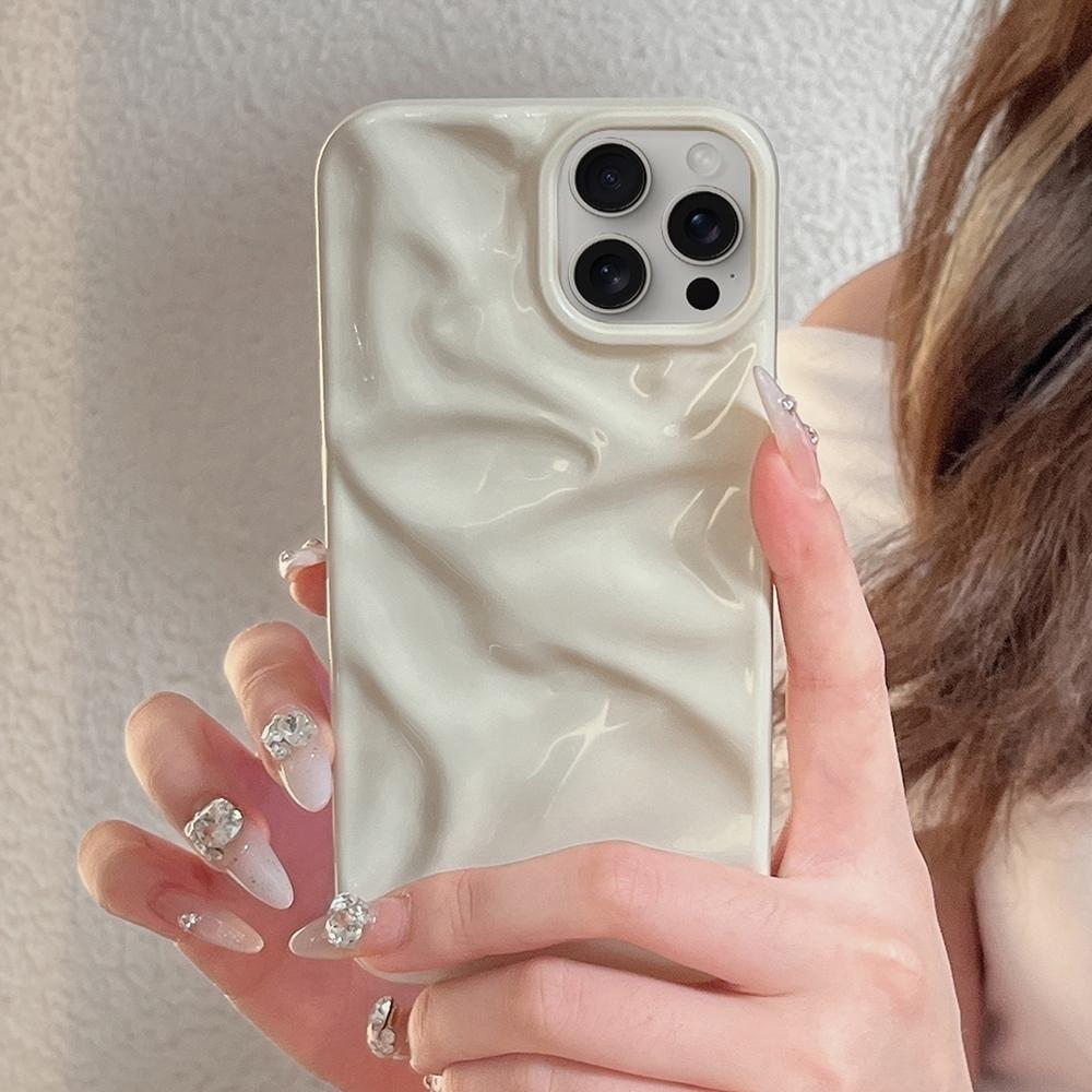 Compatible with iPhone 18 Pro Max Water Ripple Electroplating Paint TPU Phone Case - Milky White