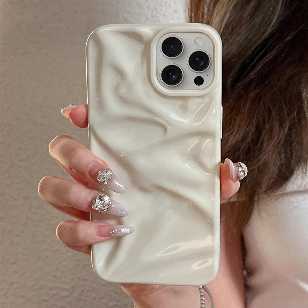 Compatible with iPhone 18 Pro Max Water Ripple Electroplating Paint TPU Phone Case - Milky White