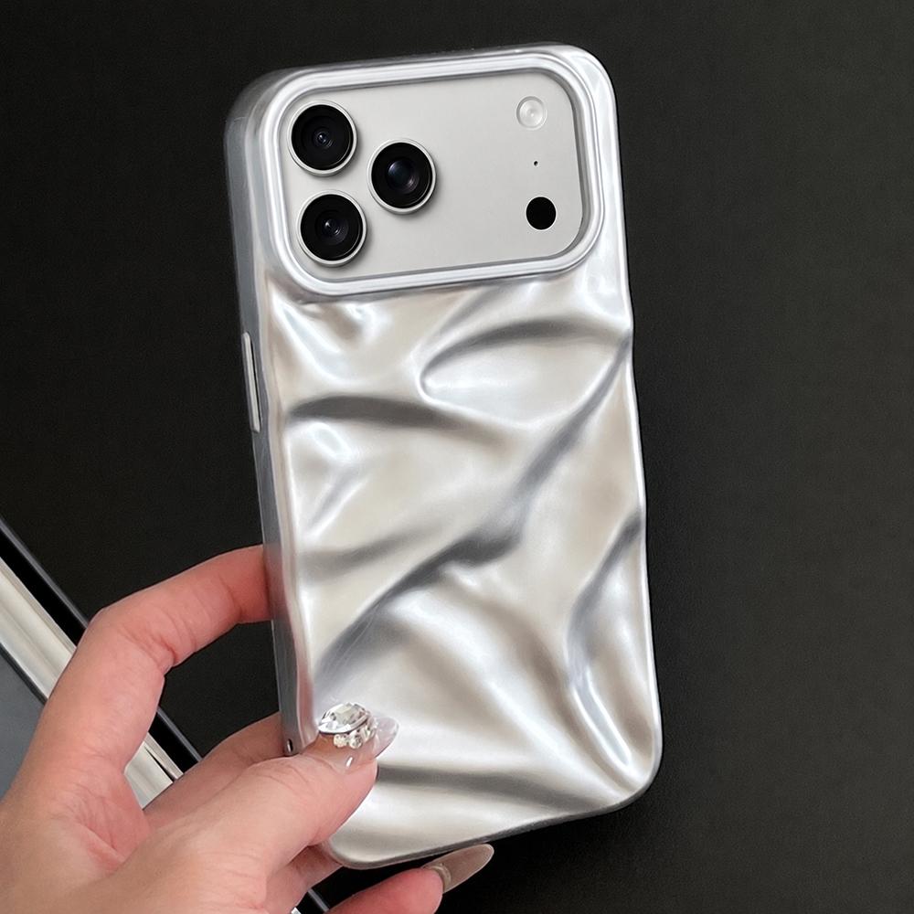 Compatible with iPhone 18 Pro Max Water Ripple Electroplating Paint TPU Phone Case - Silver