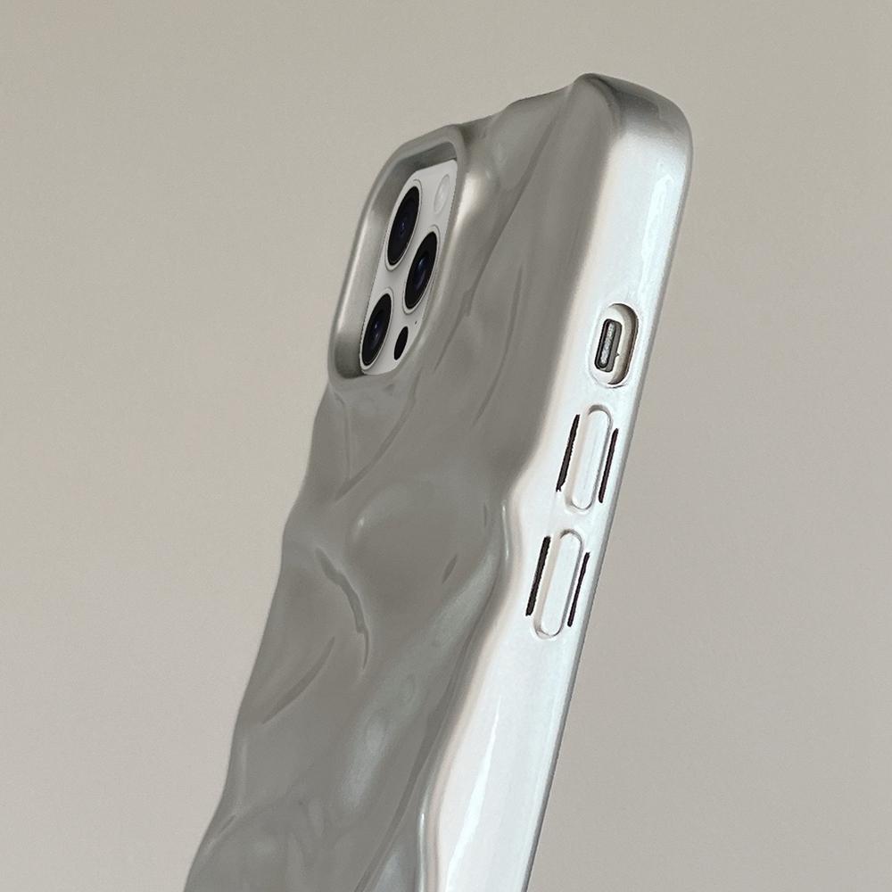 Compatible with iPhone 18 Pro Max Water Ripple Electroplating Paint TPU Phone Case - Silver