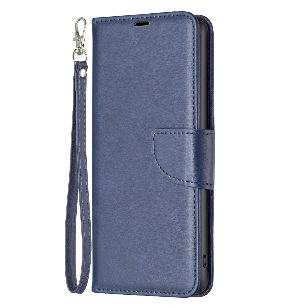 For Redmi 14C 4G Lambskin Texture Pure Color Flip Leather Phone Case(Blue)
