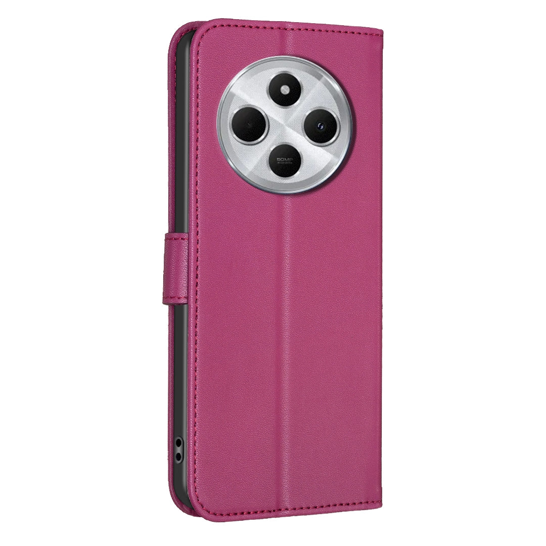 For Redmi 14C 4G Four-leaf Embossed Leather Phone Case(Rose Red)