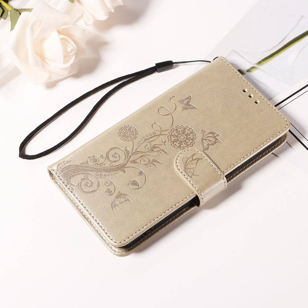 For Samsung Galaxy S25 Edge 5G Embossed Butterfly Flowers Leather Phone Case(Gold)