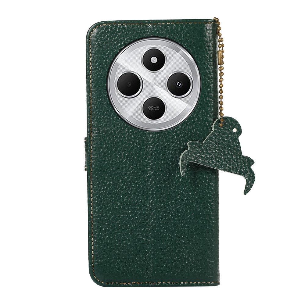 For Redmi 14C 4G Genuine Leather Litchi Texture RFID Leather Phone Case(Green)
