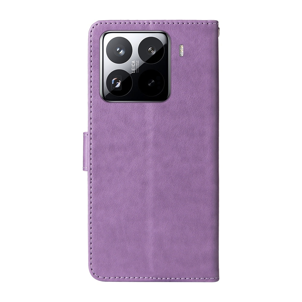 For Xiaomi 15 Pro Embossed Butterfly Flowers Leather Phone Case(Purple)