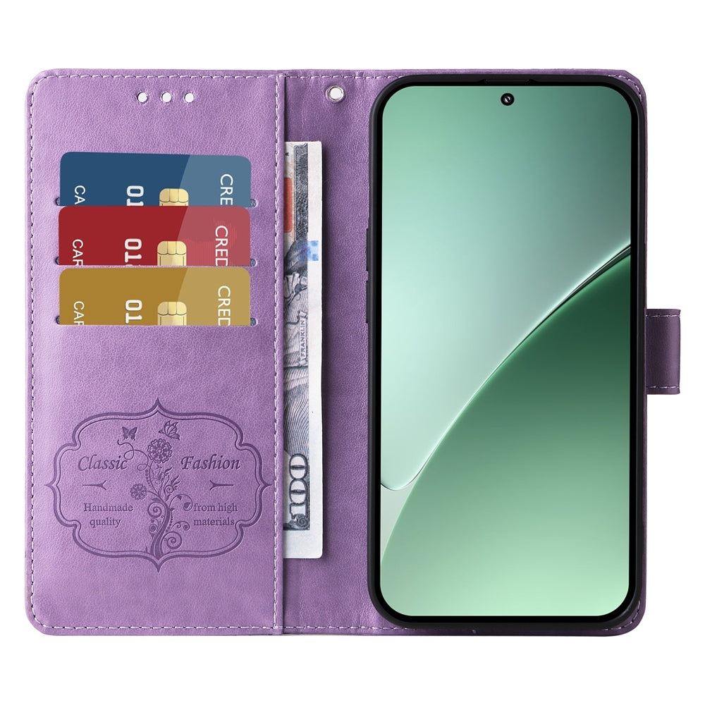 For Xiaomi 15 Pro Embossed Butterfly Flowers Leather Phone Case(Purple)