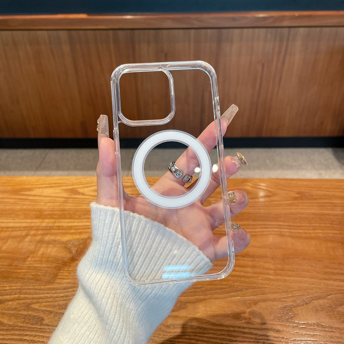 Compatible with iPhone 18 Pro Max Clear Acrylic TPU MagSafe Phone Case - Transparent