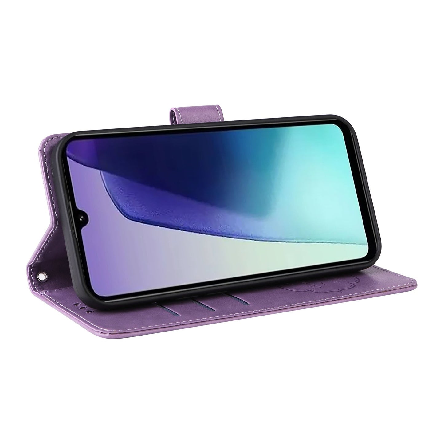 For Redmi 14C Embossed Butterfly Flowers Leather Phone Case(Purple)