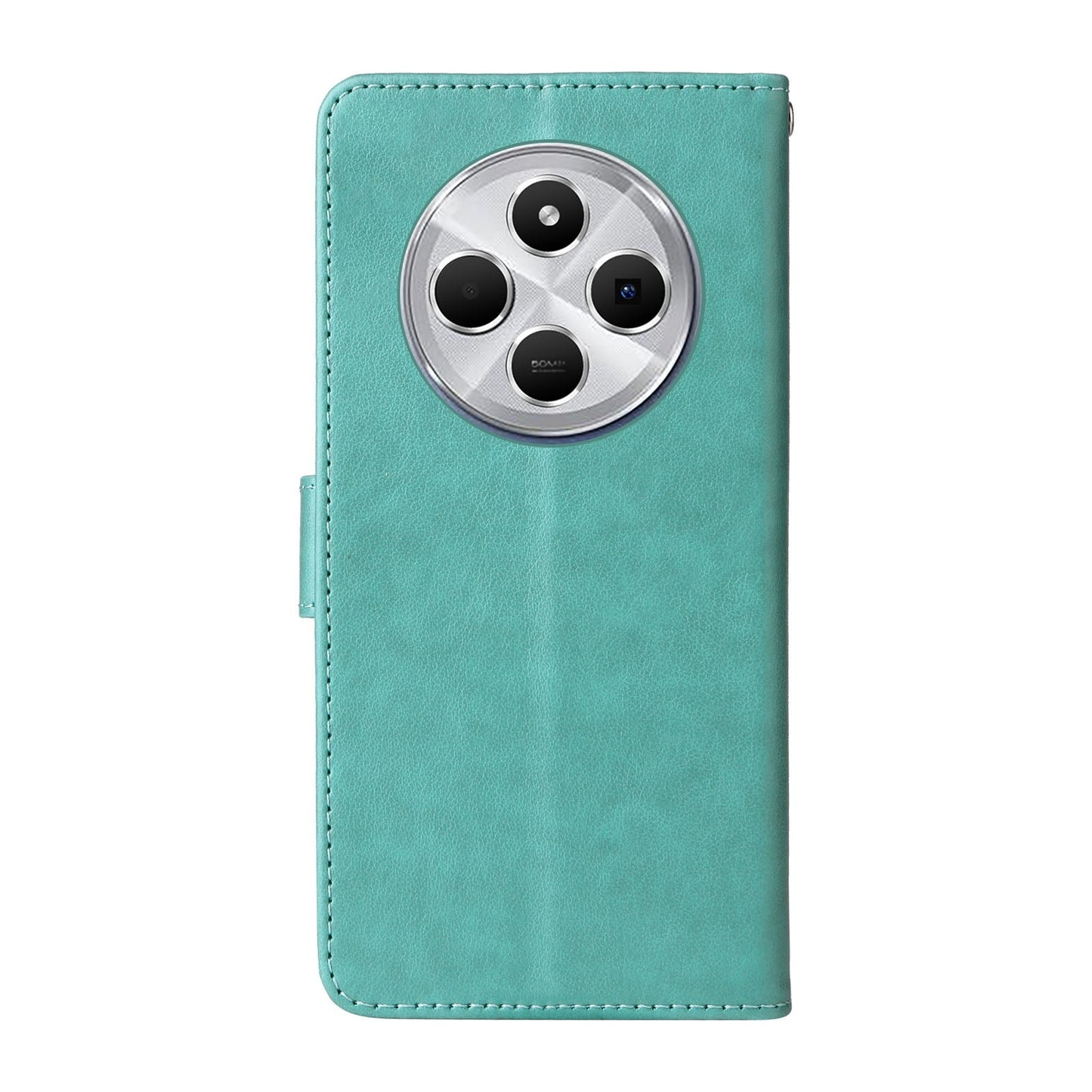 For Redmi 14C Embossed Butterfly Flowers Leather Phone Case(Green)