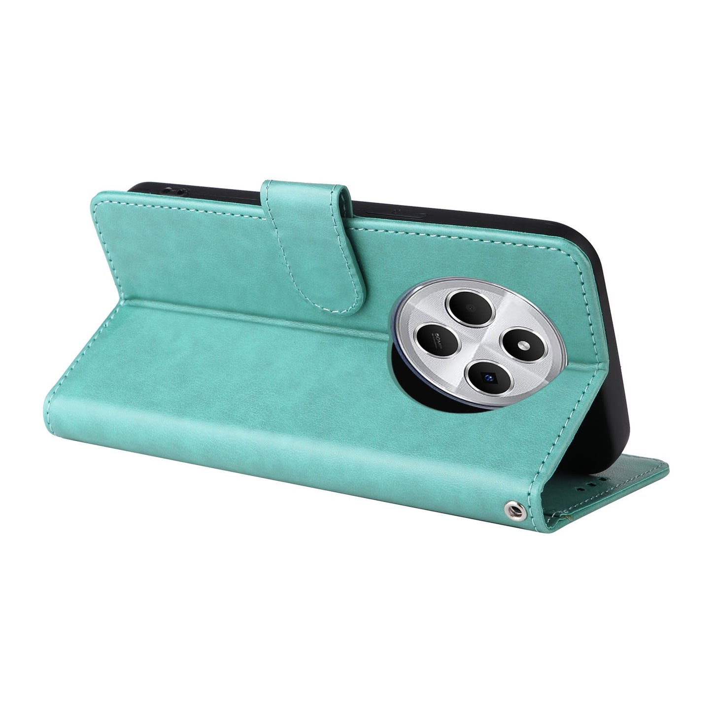 For Redmi 14C Embossed Butterfly Flowers Leather Phone Case(Green)