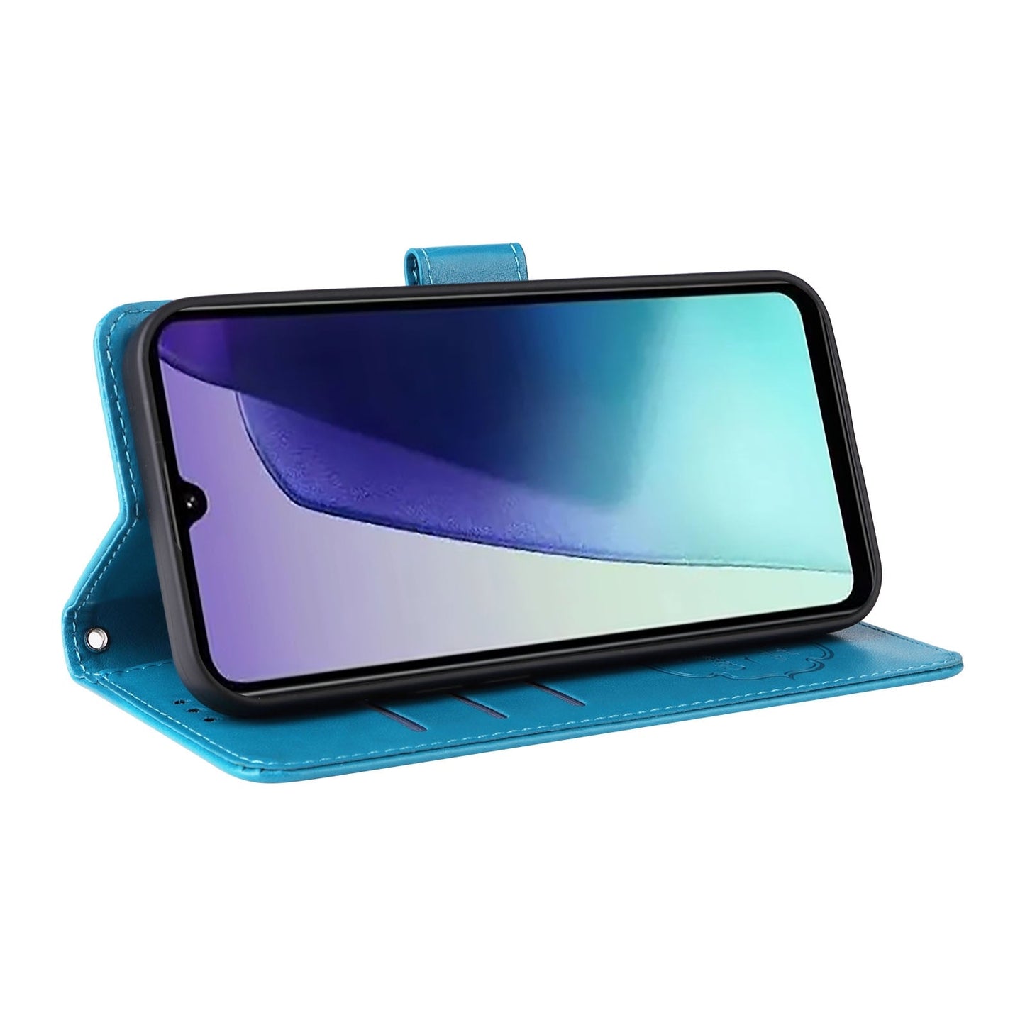 For Redmi 14C Embossed Butterfly Flowers Leather Phone Case(Blue)