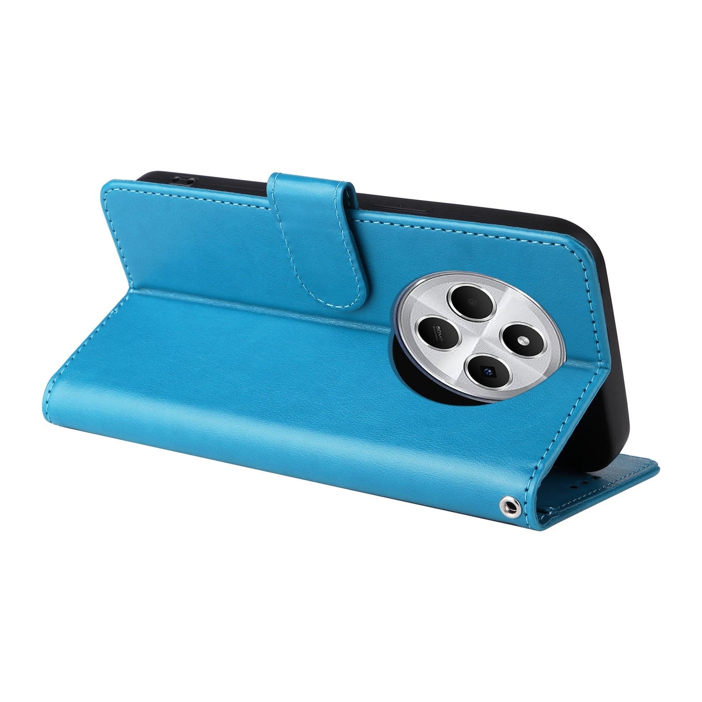 For Redmi 14C Embossed Butterfly Flowers Leather Phone Case(Blue)